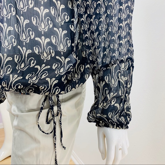 John Roeshaw for Lucky / Sheer Blue White Blouse - Picture 5 of 7